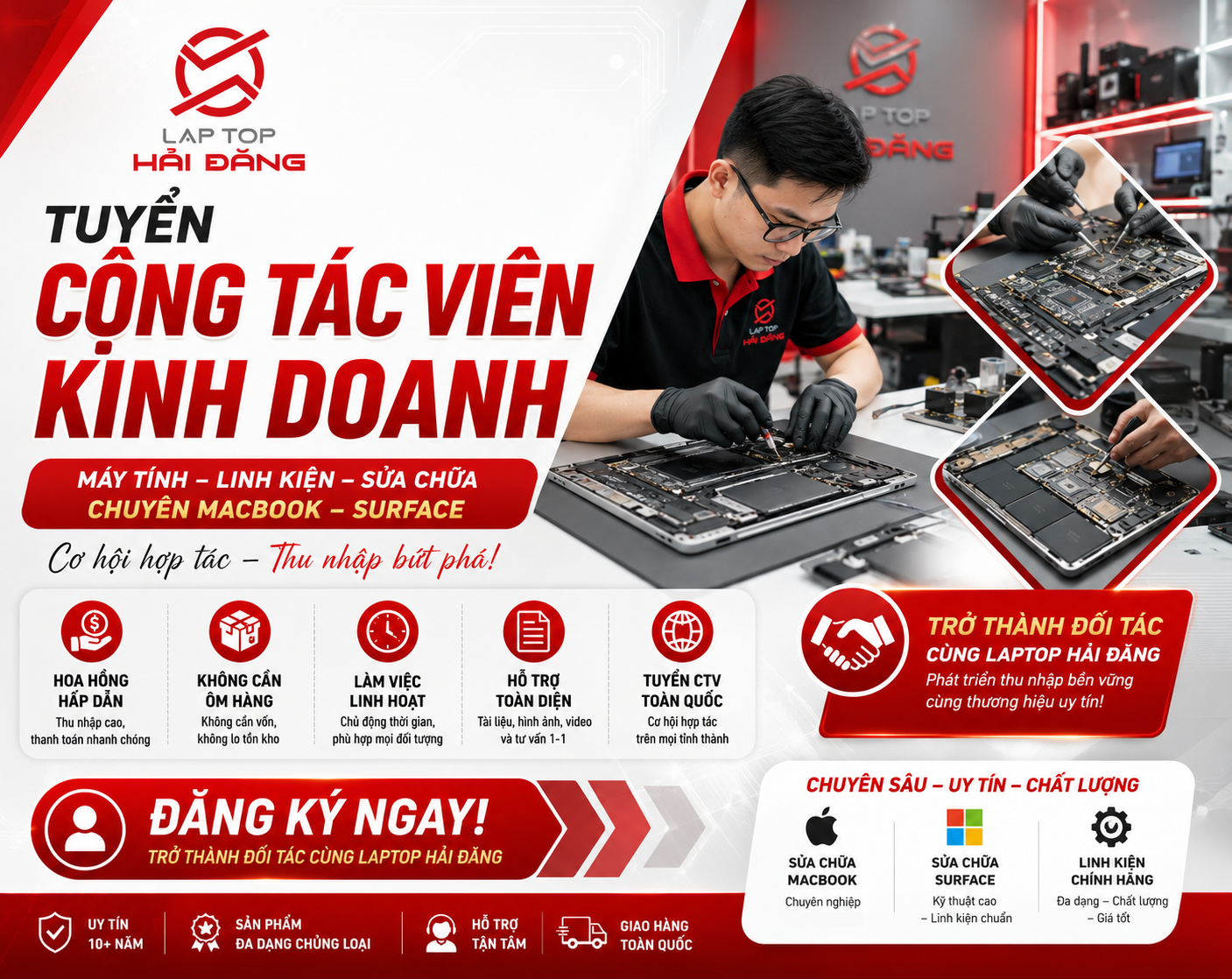 Tuyển CTV dịch vụ laptop